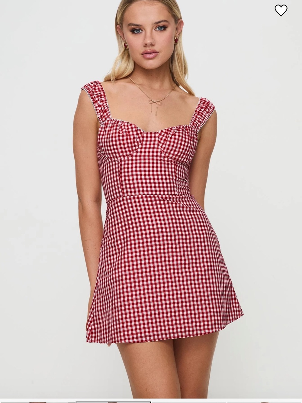 Princess Polly Women’s 6P Petite Faubert Mini Dress Red Gingham - Picture 5 of 12